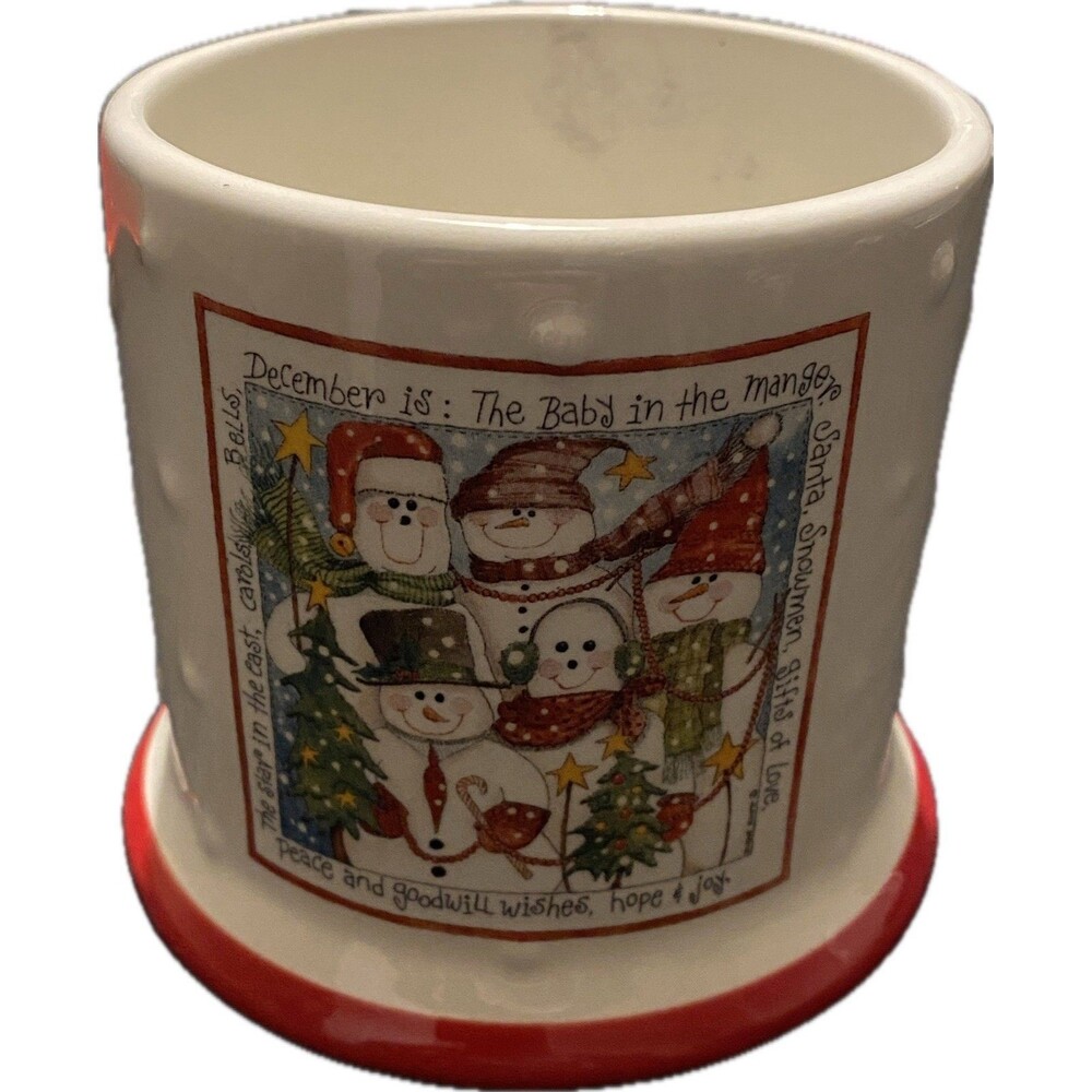 Crazy Mountain by Diane Knott snowman Jar candle holder Christmas Decor